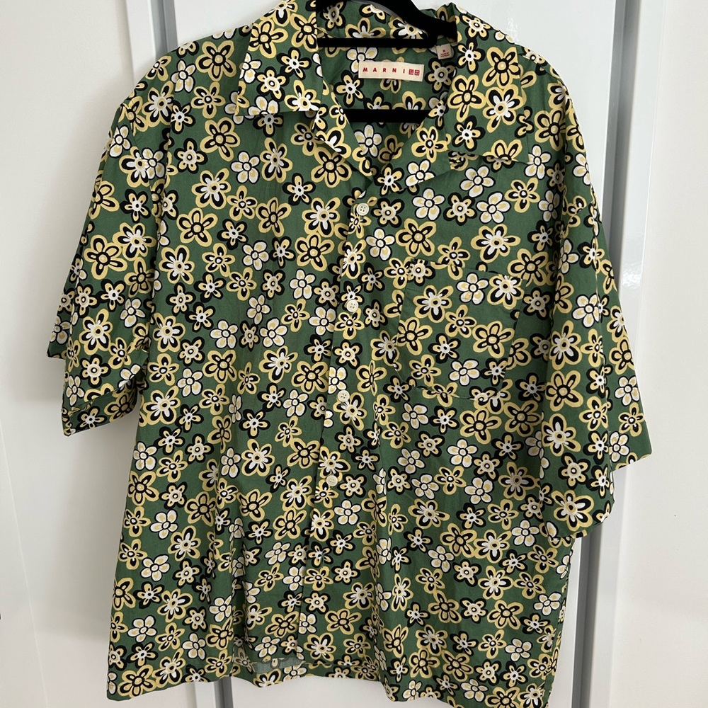 Marni Green Floral Button Down Shirt
